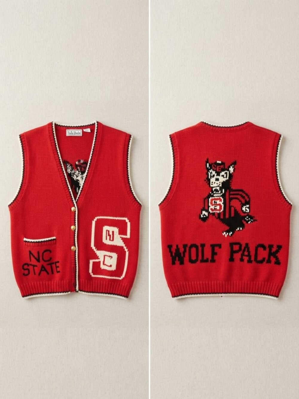 Vintage Belle Pointe NC State Wolfpack NCSU Game Day Sweater Vest Retro Large